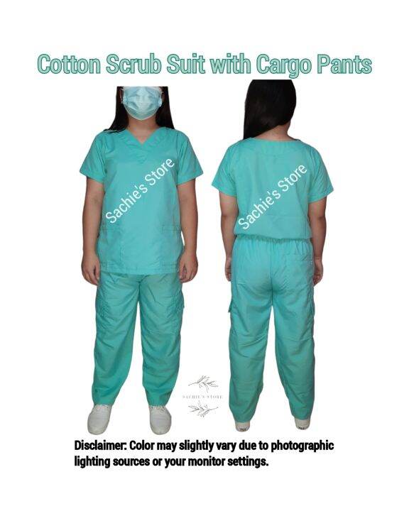 Scrub Suit Set with Cargo Pants Canadian Cotton Scrubs (Color