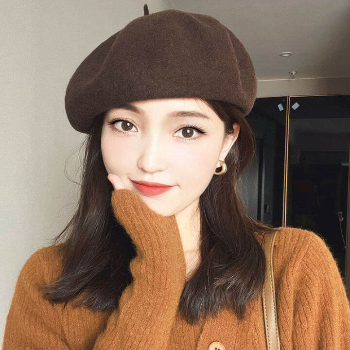 FaceLooking Small Yyds Large Design 100wool Beret Women's AllMatch