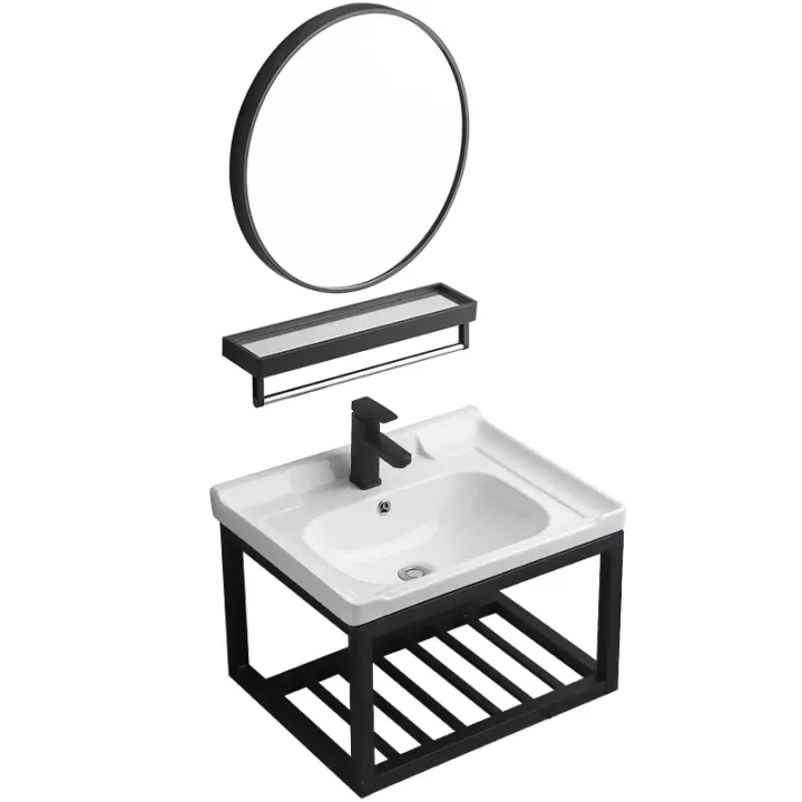 Bathroom Wash Basin Combination Simple Modern Ceramic Balcony Wash Basin Stainless Steel