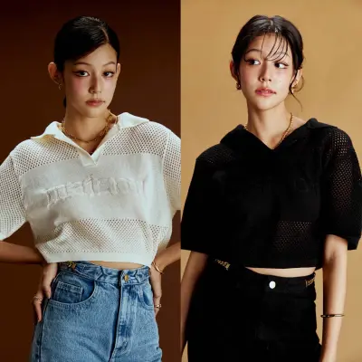 KEEPS Kami Cropped Knitted Tops เสื้อครอปไหมพรม ทอฉลุ