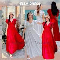 FashionHit•Elsa Dress• Maxidress สุดอลัง ดีไซน์คอวี แต่งแขน 3ชั้นเพิ่มความหรูหราฟู่ฟ่า