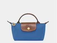 Longchamp pouch with handle สี Cobalt สีน้ำเงินฝาน้ำตาล ของแท้100% shop HK?? Full set