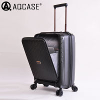 Aqcase กระเป๋าล้อลากสำหรับธุรกิจกล่องคอมพิวเตอร์ขนาด20นิ้วกระเป๋าลากมีซิปด้านหน้ากระเป๋าลาก18นิ้วกระเป๋าเดินทางขึ้นเครื่องสไตล์ OL