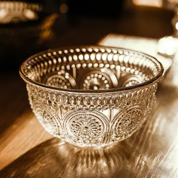 Golden Side Salad Bowl Large Glass Bowl Set Household Fruit Fishing Bowl  Dessert Bowl Nordic Creative