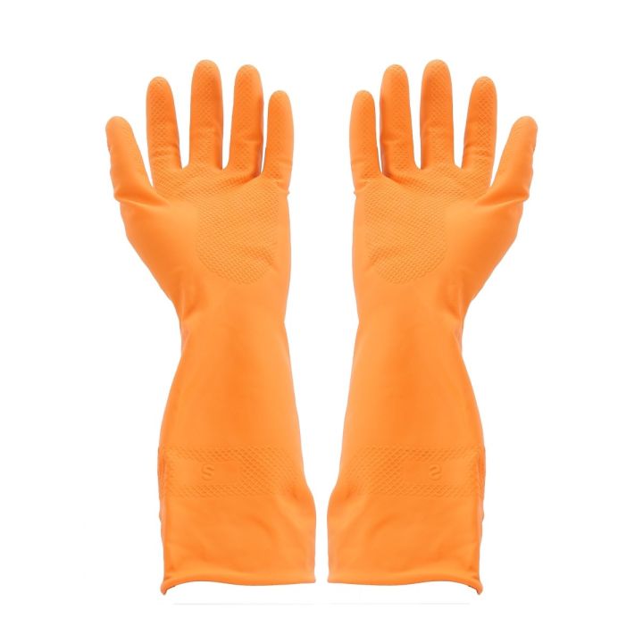 ถุงมือยางสีส้ม ไซส์ s