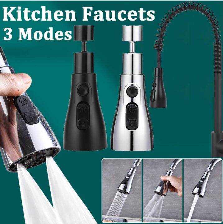 3 Mode Shower Head Kitchen Tap 360° Rotatable Kitchen Flush HighPressure W/ Faucet Sprayer Tap