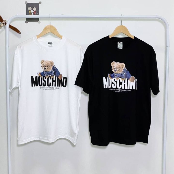 MOSCHINO เสื้อยืดโอเวอร์ไซส์ผ้าคอทตอน (พร้อมส่ง) | Lazada.co.th