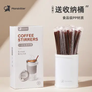 100pcs Two Holes Coffee Stirrer Straw 2 in 1 Disposable Plastic Coffee Stir