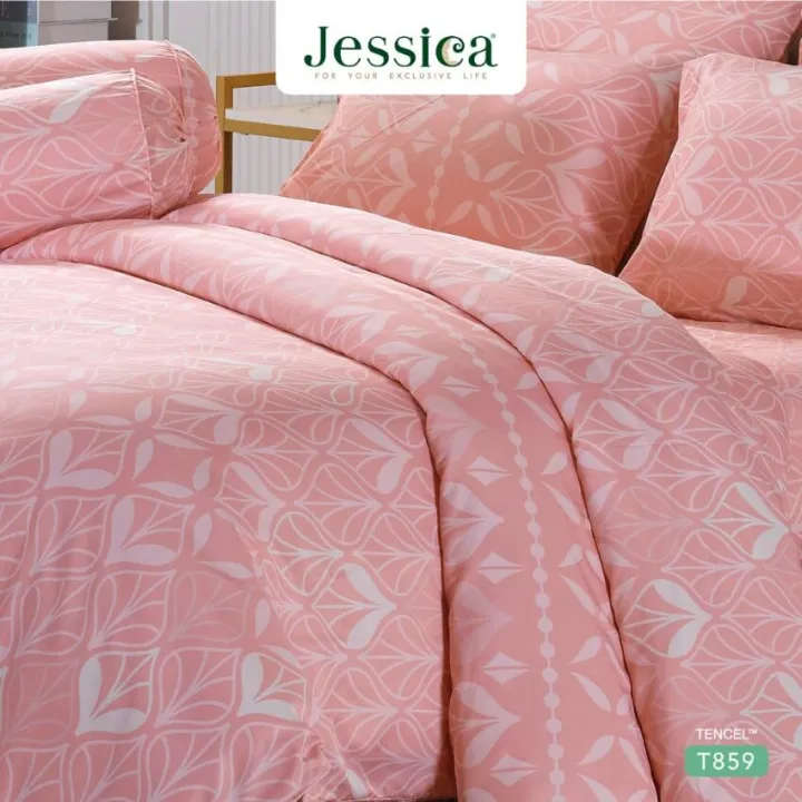 jessica-ชุดผ้าปูที่นอน-tencel-ทอ-500-เส้น-พิมพ์ลาย-graphic-t859-สีชมพู-เจสสิกา-ชุดเครื่องนอน-5ฟุต-6ฟุต-ผ้าปู-ผ้าปูที่นอน-ผ้าปูเตียง-ผ้านวม-กราฟฟิก