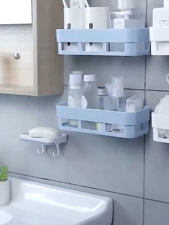 1pc Bathroom Shelf, Self-adhesive Wall Mounted Storage Rack