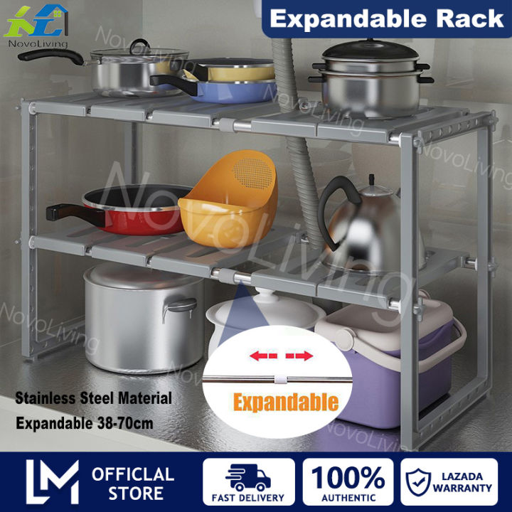 2 Tiers Expandable Kitchen Storage Multi-Functional Rack (Under