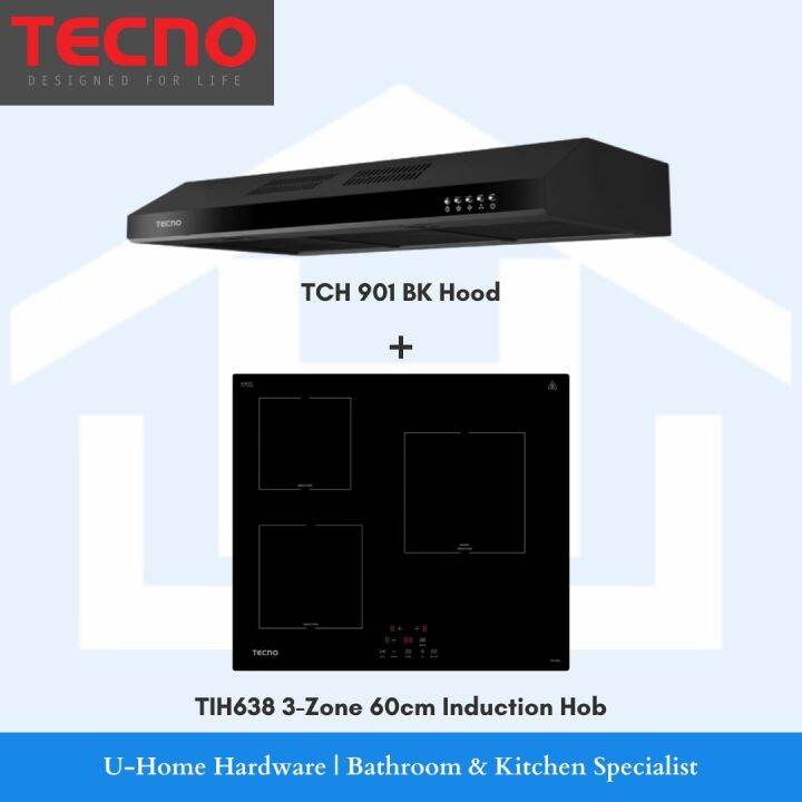 [Tecno Package] TCH901 BK Hood + TIH638 3Zone 60cm Induction Hob