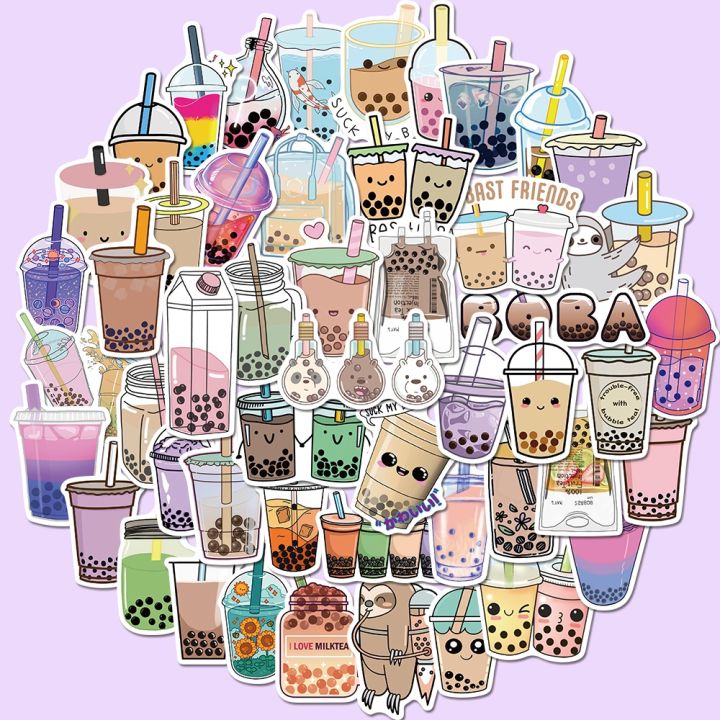 L6. LARGE 50 PCS BOBA MILK TEA STICKER DECAL | Lazada