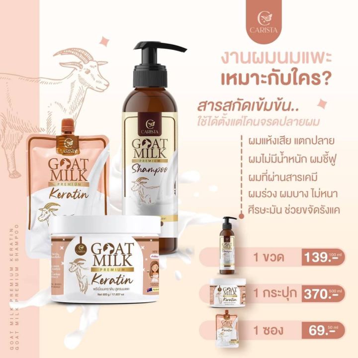 พร้อมส่ง-แชมพูนมแพะ-เคราตินนมแพะ-บำรุงผมเสีย-บำรุงผมแตกปลาย-ผมตรงสวย-ของแท้