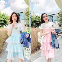 Maria Closet pastel dress  เดรสสายเดี่ยวขนมชั้นทรงปล่อย เดรสหวานๆสีพาสเทลน่ารัก Soclothes