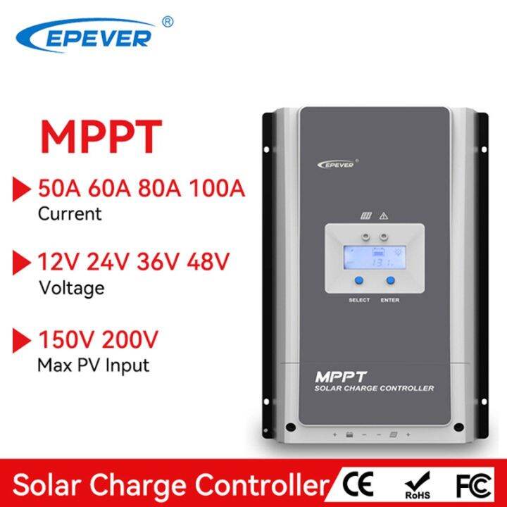 EPEVER MPPT 50A Solar Charge Controller 12V 24V 36V 48V Auto Battery