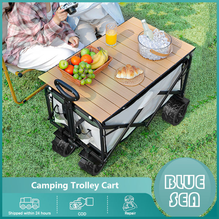 Foldable Trolley Utility Wagon Family Picnic Beach Shopping Tool ...