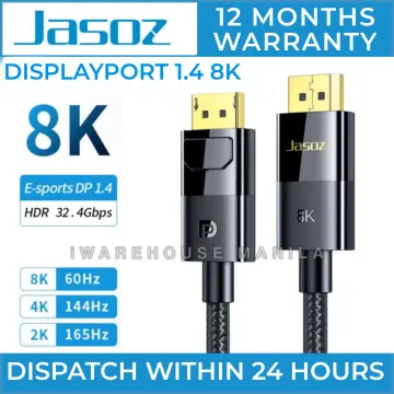 8K HDMI 2.1 Cable For Monitor Projector Laptop 8K 4K DP Cable 144Hz Display  Port to