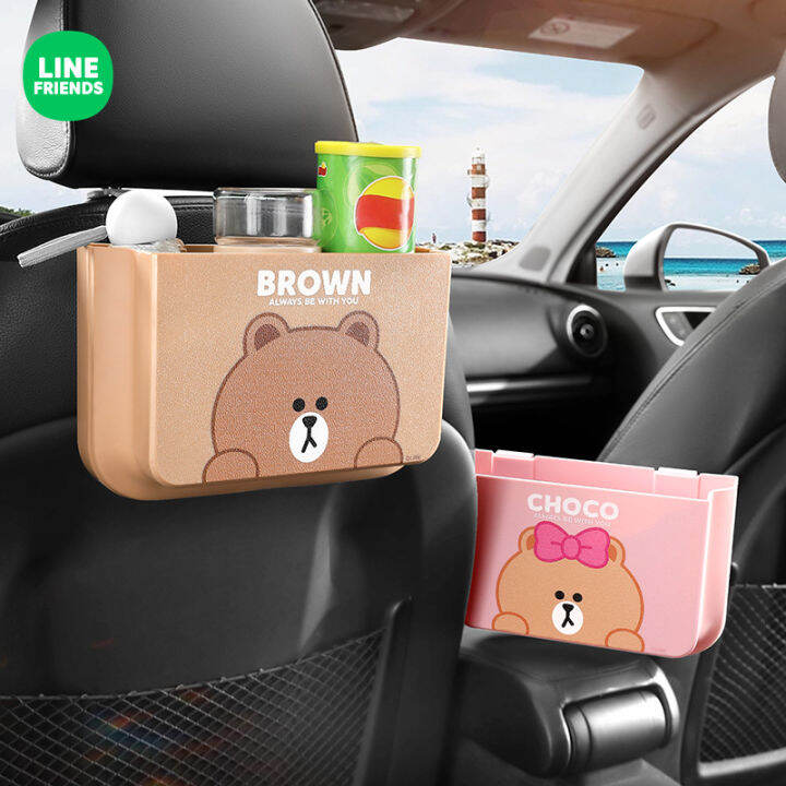 Line Friends Cute Cartoon Car Trash Can Folding Hanging Car Seat Back