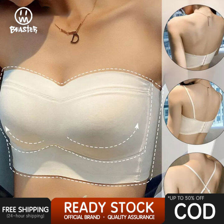 Beaster Plus Size Bandeau Bra for Women Strapless Tube Nonwired Push