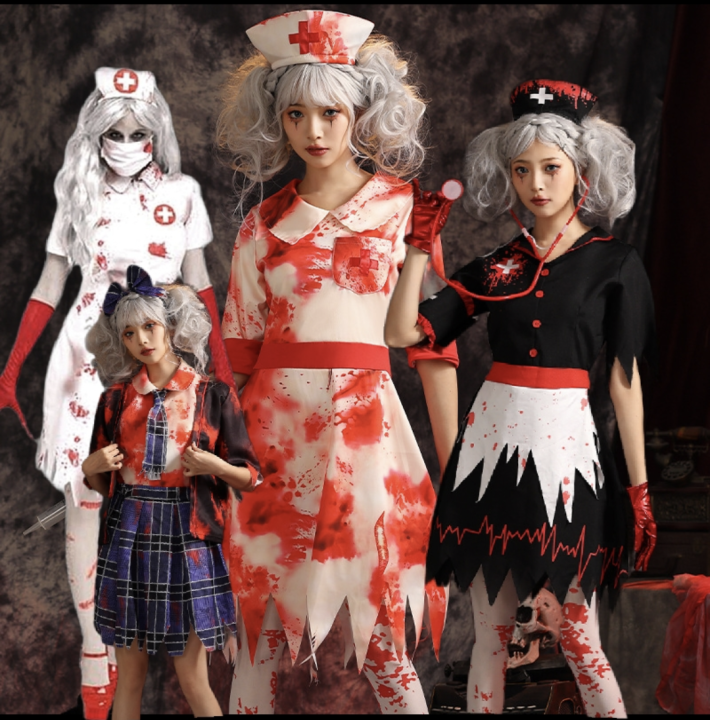 Halloween Costume Horror Bloody Vampire Zombie Costume Nurses' Uniform ...