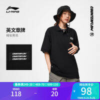 LI-NING CF เสื้อโปโลแขนสั้นสำหรับผู้ชายและผู้หญิงแบบเดียวกันกับเสื้อกีฬาฤดูร้อนคอปกสำหรับคู่รักแบบใหม่ปี2023