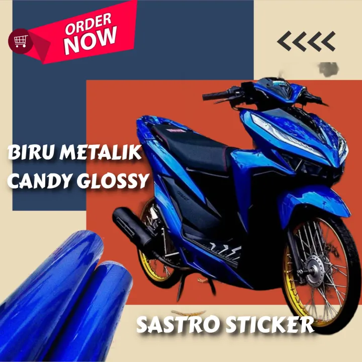 Sticker Skotlet Motor Metalik Candy Biru Lazada Indonesia