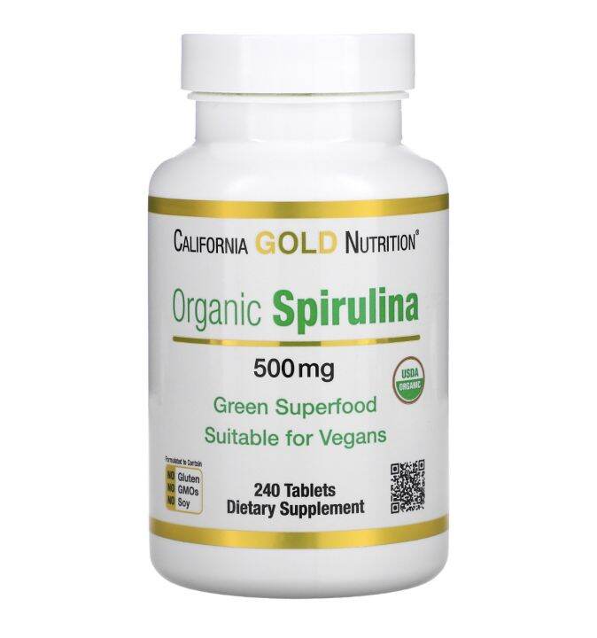California Gold Nutrition Spirulina 500mg, 240 Tablets (Expiration