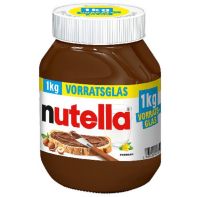 Nutella แยมนูเทลล่า แยมช็อคโกแลตนูเทลล่าผสมสเปรดถั่วเฮเซลนัท ขวดแก้วขนาด1กิโลกรัม สินค้านำเข้า