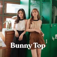 REALLOOSE  BUNNY TOP เสื้อแขนกุดตัดต่อสี ช่วงคอเป็นโบผูกด้านหลัง