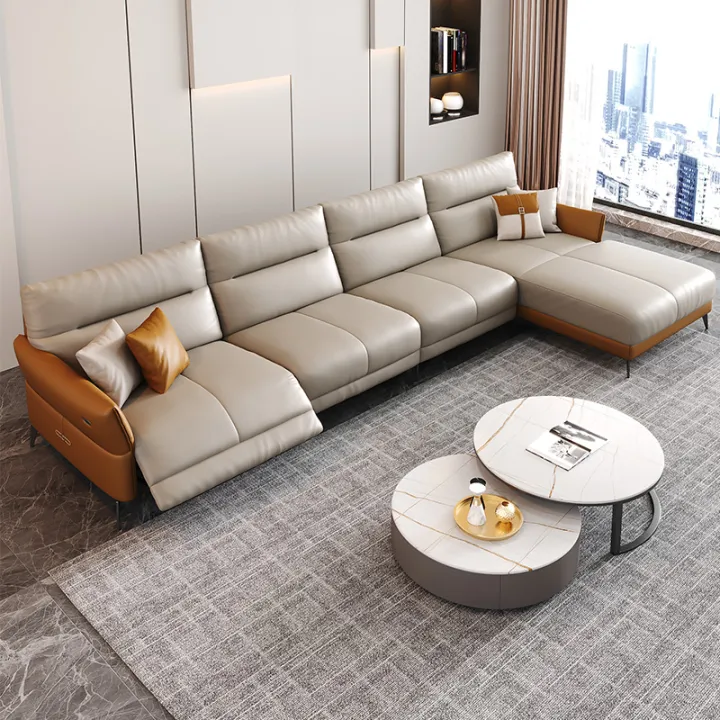 Leather Sofa Small Apartment Italian Style Minimalist Living Room