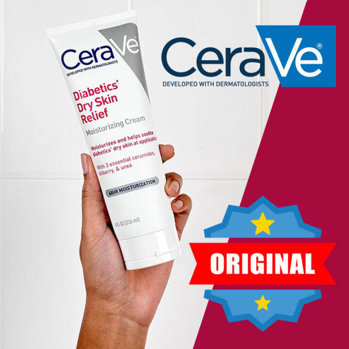 【buy 1 Free 1】cerave Diabetics Dry Skin Relief Moisturizing Cream 236ml Moisturizer Cream Face 7515