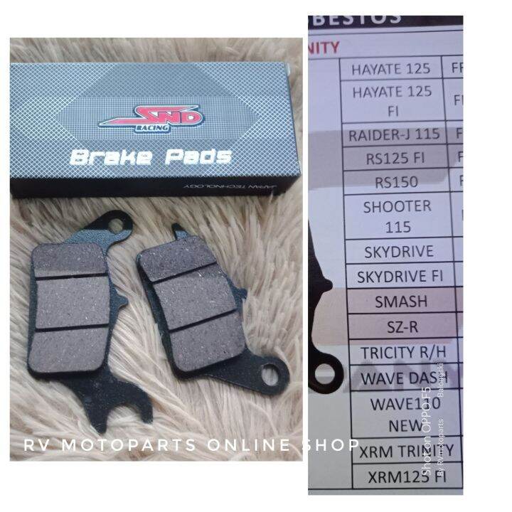 SND Racing brake pad Honda wave dash / Xrm 125 F.i / Xrm trinity