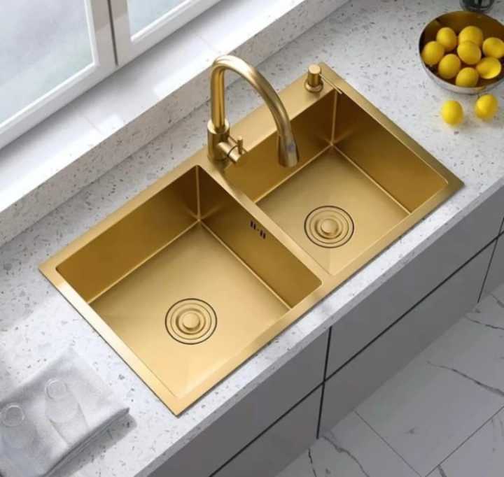 Kitchen Sink Gold Komplit Set Wastafel Cuci Piring Modern