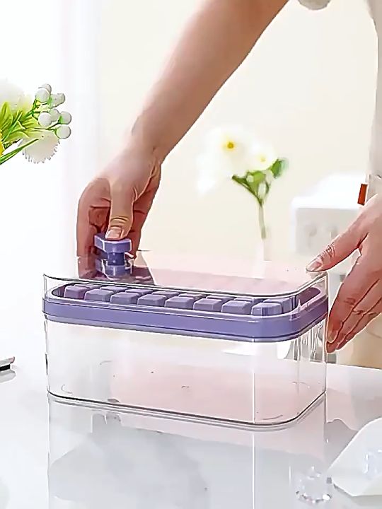 Press Type Ice Mold Box One-Button Ice Cube Maker 2 in 1 Ice Tray