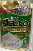 เพาท์แมวเปียก NEKKO in jelly รสปลาทูน่าหน้าเนื้อไก่ ขนาด70กรัม (1ซอง)