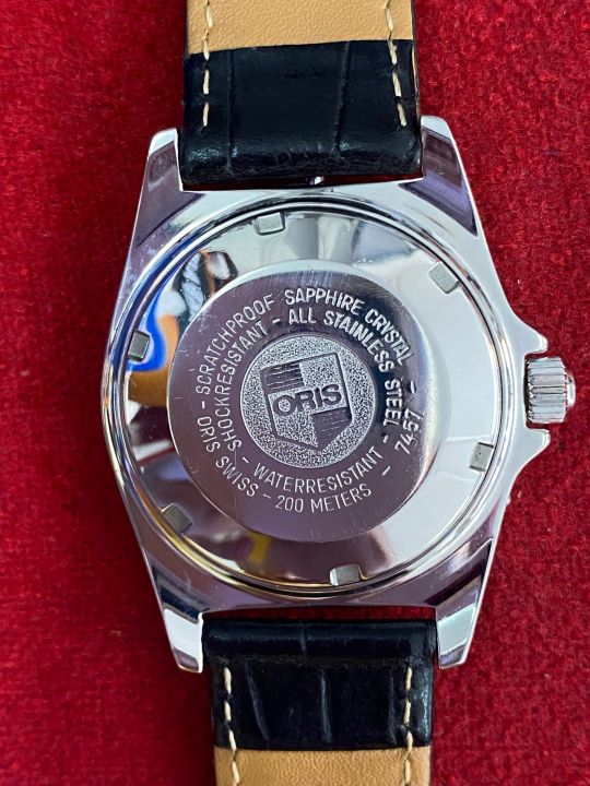 oris-automatic-200-meters-wp-ตัวเรือนสแตนเลส-นาฬิกาดำน้ำ-นาฬิกาผู้หญิง-มือสองของแท้