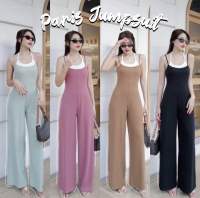 Paris Jumpsuit จั้มสูทขายาวทรงกระบอก ดีเทลสายเดี่ยวสองชั้นสุดชิค มี4สี By Intuon