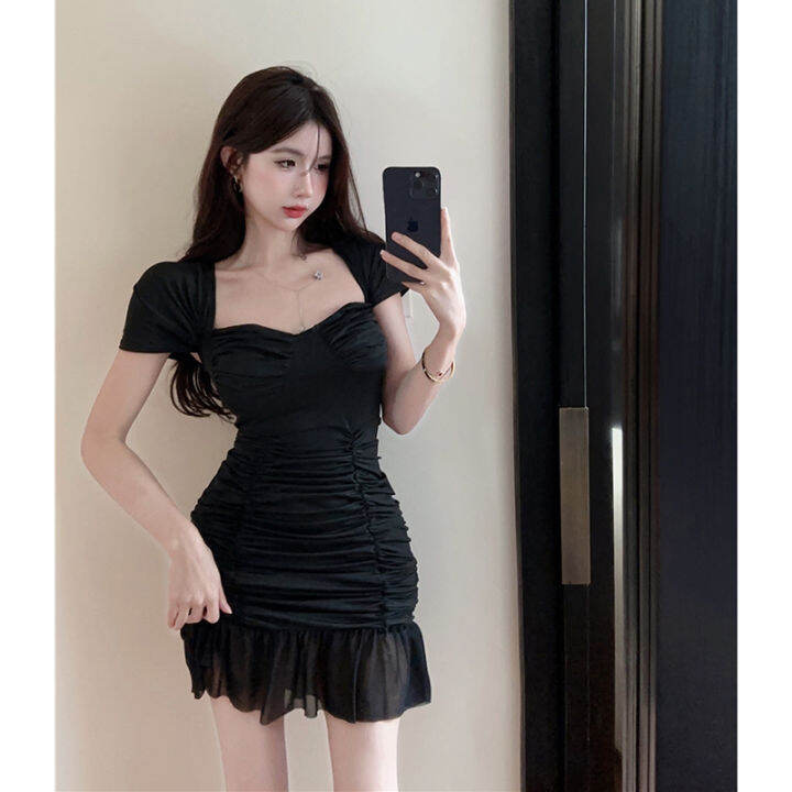 French Style Ruffled Hip Dress Women's Summer Pure Hot Girls Sexy Push ...