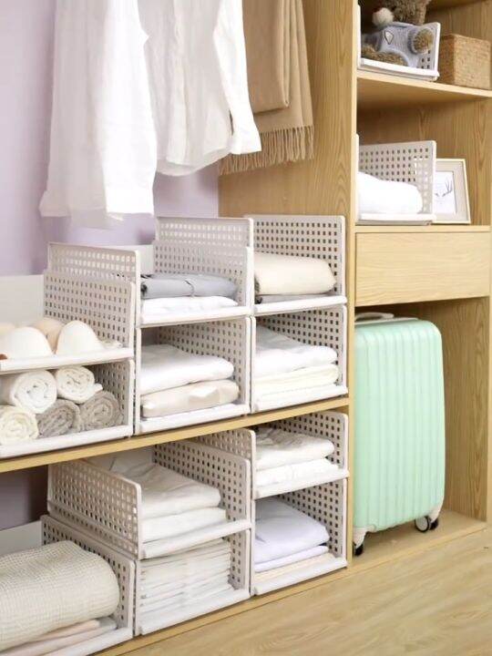 Wardrobe Clothes Storage Box Stackable Plastic Wardrobe Storage Drawer