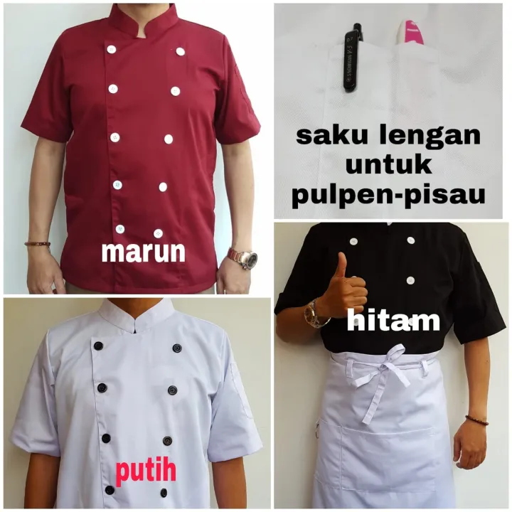 Baju Chef Classic Lengan Pendek Baju Chef Pria Baju Koki Chef Jacket