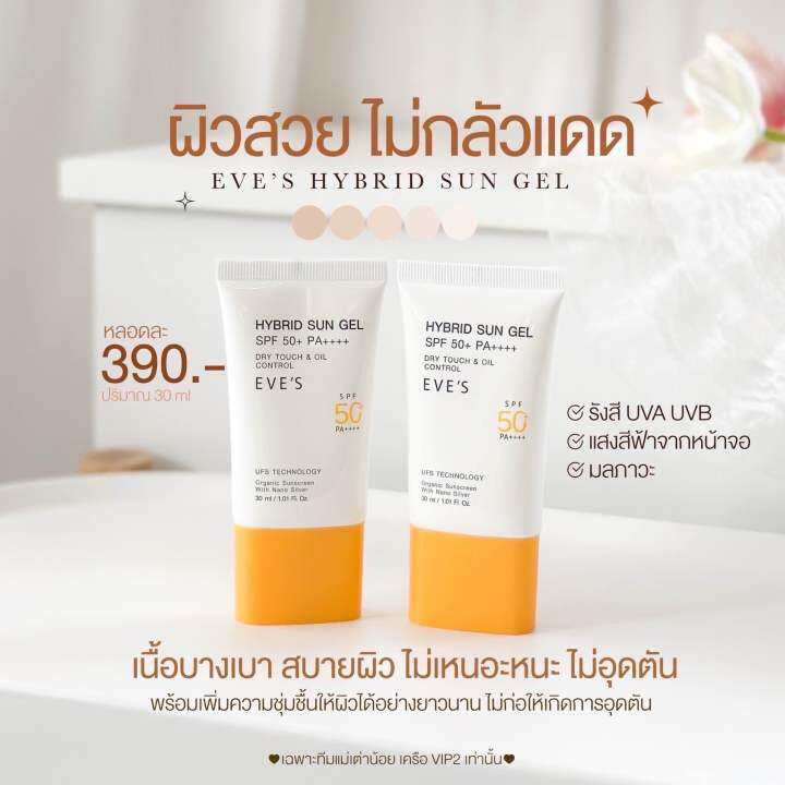 new-eves-กันแดด-อีฟส์-ซันเจล-ขนาด-30-ml-ป้องกันผิวจากแสง-uva-uvb-แสงสีฟ้า-เนื้อบางเบา-spf50-pa-คนท้องใช้ได้