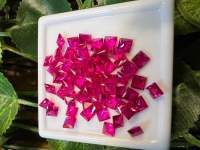 พลอยอัดทับทิม #5 ขนาดทรงกลม  SQUARE SHAPE 4X4 มิล สังเคราะห์ RUBY SYNTHETIC  4 PIECES  GEMSTONES