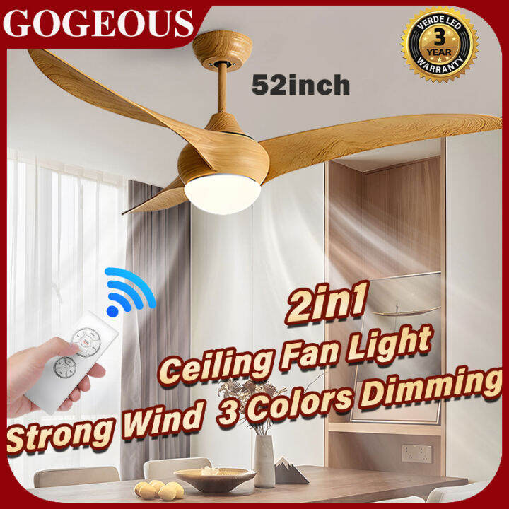 GOGEOUS 52inch ceiling fan with light with remote ceiling fan light 3 ...