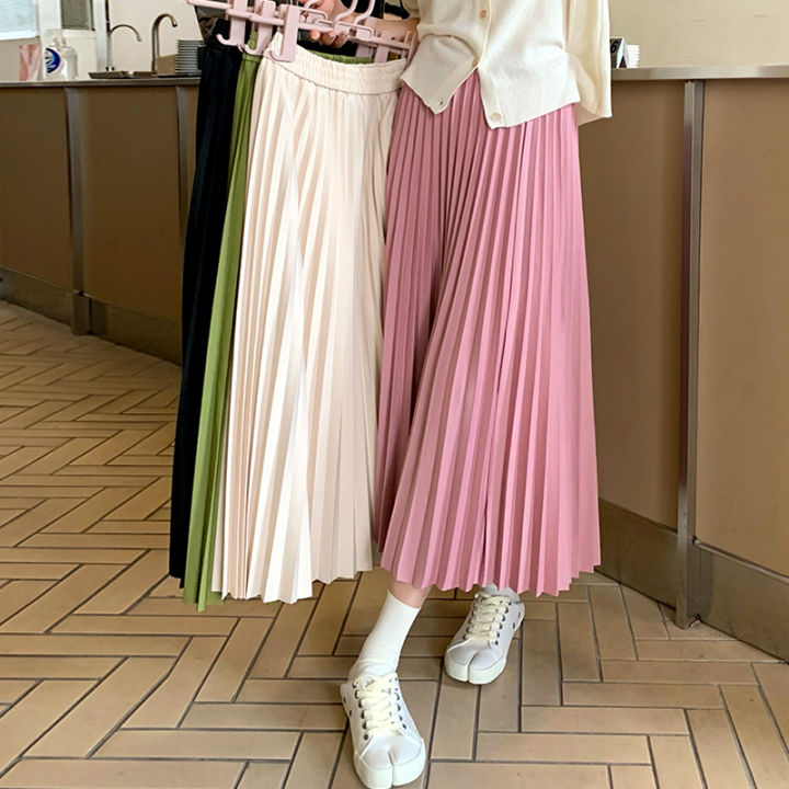Váy Xếp Ly Màu Hồng Chân Váy Nỉ Cho Nữ Dáng Người Nhỏ Váy Dài Vừa Dày Dặn  2022 Thu Đông Váy Xòe Cạp Cao Váy Chữ A  Lazadavn
