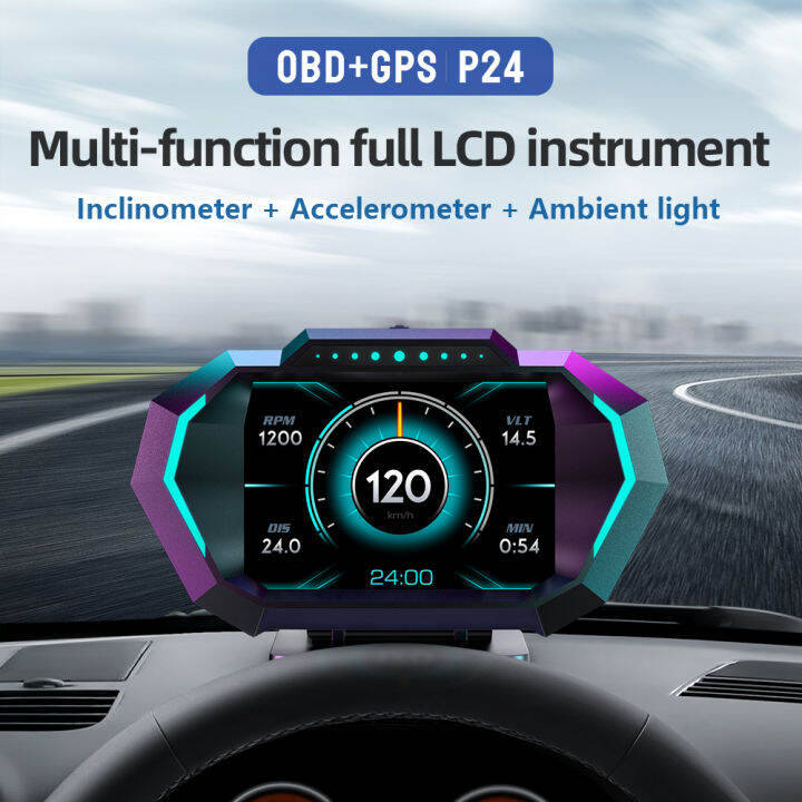 Universal OBD+GPS HUD Composite Gauge P24 Car OBD Head Up Display HUD