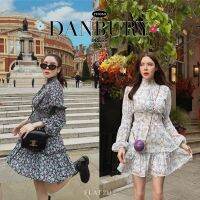 FLAT2112 FF0350 : DANBURY DRESS เดรสลายดอก เดรสระบาย เดรสมีโบว์ เดรสเอวสม็อค