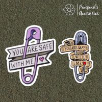 ʕ •ᴥ•ʔ ✿ พร้อมส่ง : เข็มกลัดเซ็ทเข็มกลัด “You Are Safe With Me ?” | “You Are Safe With Me ?” Enamel Brooch Pin Set.