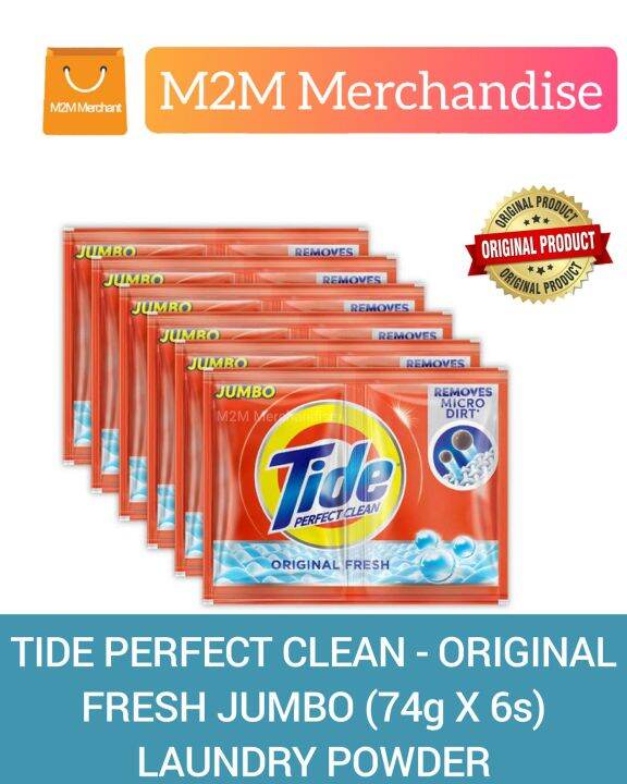 TIDE PERFECT CLEAN ORIGINAL FRESH JUMBO (74g X 6s) LAUNDRY POWDER