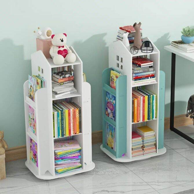 360°Rotating Safe Bookshelf Shelf Children's Bookshelf Rotatable Shelf